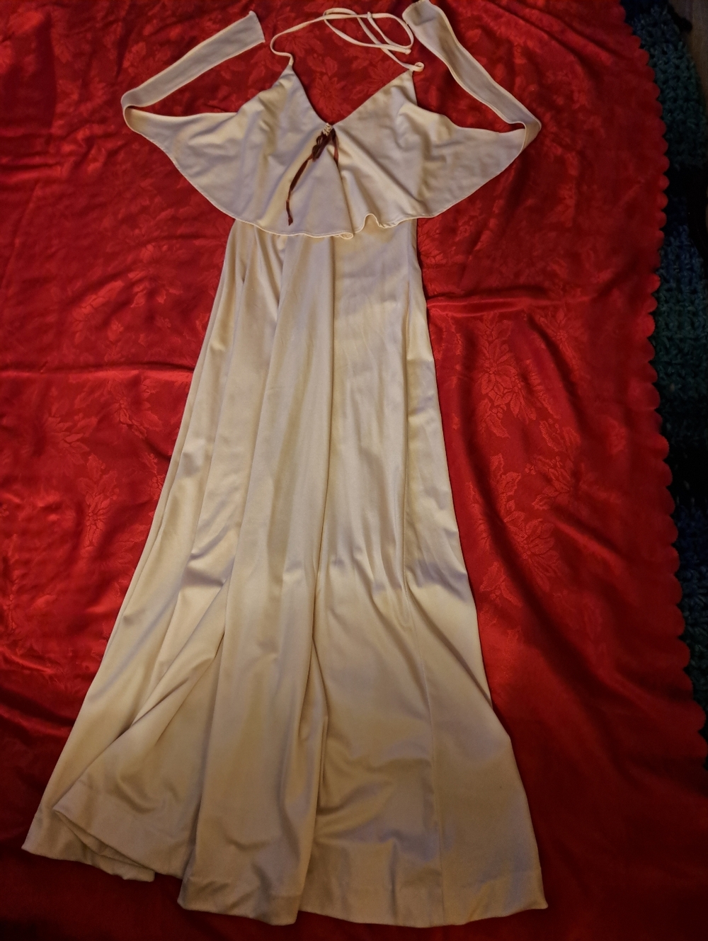 VINTAGE Ivory Off-Shoulder  Gown with Ruffle Bodice